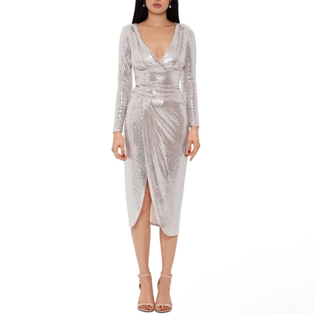 Betsy & Adam Sequin Long Sleeve Dress size 2